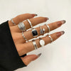 Hollow Heart Butterfly Flower Crystal Ring Devil's Eye Opening Adjustable Ring Set for Women Men Jewelry Party Gifts Accessories