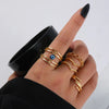 Hollow Heart Butterfly Flower Crystal Ring Devil's Eye Opening Adjustable Ring Set for Women Men Jewelry Party Gifts Accessories