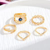 Hollow Heart Butterfly Flower Crystal Ring Devil's Eye Opening Adjustable Ring Set for Women Men Jewelry Party Gifts Accessories