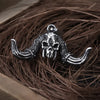 Horns Mens Stainless Steel Necklace Satan Skull Pendant With Feather Gothic Punk Rock Style Monster Skull Jewelry Gift