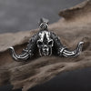 Horns Mens Stainless Steel Necklace Satan Skull Pendant With Feather Gothic Punk Rock Style Monster Skull Jewelry Gift