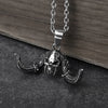 Horns Mens Stainless Steel Necklace Satan Skull Pendant With Feather Gothic Punk Rock Style Monster Skull Jewelry Gift