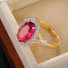 Huitan Big Oval Shaped Rose Red Cubic Zirconia Women Rings   Ladies Jewelry for Party  Mother's Gift Brilliant CZ Rings