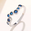 Huitan Elegant Blue Cubic Zirconia Thin Rings for Women Fancy Wedding Party Finger Accessories  Silver Color Jewelry