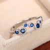 Huitan Elegant Blue Cubic Zirconia Thin Rings for Women Fancy Wedding Party Finger Accessories  Silver Color Jewelry