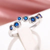 Huitan Elegant Blue Cubic Zirconia Thin Rings for Women Fancy Wedding Party Finger Accessories  Silver Color Jewelry