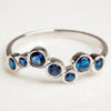 Huitan Elegant Blue Cubic Zirconia Thin Rings for Women Fancy Wedding Party Finger Accessories  Silver Color Jewelry