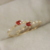 Huitan Exquisite Red Love CZ Engagement Proposal Rings for Women Thin Band Aesthetic Female  Jewelry Fancy Birthday Gift
