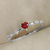 Huitan Exquisite Red Love CZ Engagement Proposal Rings for Women Thin Band Aesthetic Female  Jewelry Fancy Birthday Gift