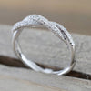 Huitan  Twist Rings for Women Silver Color Band White CZ Simple Stylish Girls Accessories Party Daily Versatile Jewelry