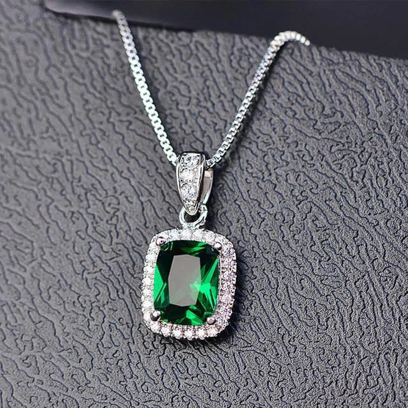 Huitan Geometric Cubic Zirconia Pendant Necklace for Women   Temperament Female Wedding Trend Neck Accessory Party Jewelry