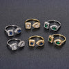 Huitan Geometric Shaped Cuff Opening Rings for Women Silver Color/Gold Color Noble Cubic Zirconia Ring Accessory  Jewelry