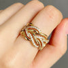 Huitan Hot Trend Gold Color Rings for Women Twist Design   Inlaid Shiny CZ    Wedding Engagement Jewelry Bulk