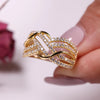 Huitan Hot Trendy Cross Rings Women Wedding Bands Accessories with Dazzling CZ Twist Modern  Female Jewelry Drop Shipping
