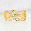 Huitan Hot Trendy Cross Rings Women Wedding Bands Accessories with Dazzling CZ Twist Modern  Female Jewelry Drop Shipping