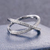 Huitan   Cross X Shape Women Engagement Ring Full Paved CZ Stone Silver Color Elegant Simple Female Jewelry Ring