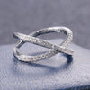 Huitan   Cross X Shape Women Engagement Ring Full Paved CZ Stone Silver Color Elegant Simple Female Jewelry Ring