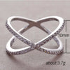Huitan   Cross X Shape Women Engagement Ring Full Paved CZ Stone Silver Color Elegant Simple Female Jewelry Ring