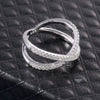 Huitan   Cross X Shape Women Engagement Ring Full Paved CZ Stone Silver Color Elegant Simple Female Jewelry Ring