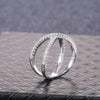 Huitan   Cross X Shape Women Engagement Ring Full Paved CZ Stone Silver Color Elegant Simple Female Jewelry Ring