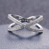 Huitan   Cross X Shape Women Engagement Ring Full Paved CZ Stone Silver Color Elegant Simple Female Jewelry Ring