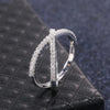 Huitan   Cross X Shape Women Engagement Ring Full Paved CZ Stone Silver Color Elegant Simple Female Jewelry Ring