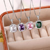 Huitan   Elegant Lady's Cubic Zirconia Pendant Necklace White/Green/Purple/Pink Colors  Wedding Eternity Jewelry Hot