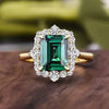 Huitan   Square Green Cubic Zirconia Rings Temperament Elegant Wedding Bands Accessory for Women Anniversary Party Jewelry