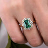 Huitan   Square Green Cubic Zirconia Rings Temperament Elegant Wedding Bands Accessory for Women Anniversary Party Jewelry
