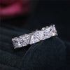 Huitan   Wedding Band Promise Rings for Women Unique Triangle Cubic Zirconia Design    Trendy Jewelry Dropship
