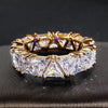 Huitan   Wedding Band Promise Rings for Women Unique Triangle Cubic Zirconia Design    Trendy Jewelry Dropship