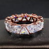 Huitan   Wedding Band Promise Rings for Women Unique Triangle Cubic Zirconia Design    Trendy Jewelry Dropship