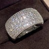 Huitan Micro Paved 5 Lines CZ Ring for Women Bling Bling    Female Ring Party Engagement Wedding Bands Jewelry Hot