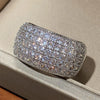 Huitan Micro Paved 5 Lines CZ Ring for Women Bling Bling    Female Ring Party Engagement Wedding Bands Jewelry Hot