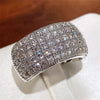 Huitan Micro Paved 5 Lines CZ Ring for Women Bling Bling    Female Ring Party Engagement Wedding Bands Jewelry Hot