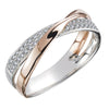 Huitan Fresh Two Tone X Shape Cross Ring for Women Wedding Trendy Jewelry Dazzling CZ Stone Large Modern Rings Anillos