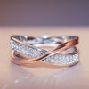 Huitan Fresh Two Tone X Shape Cross Ring for Women Wedding Trendy Jewelry Dazzling CZ Stone Large Modern Rings Anillos