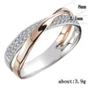 Huitan Fresh Two Tone X Shape Cross Ring for Women Wedding Trendy Jewelry Dazzling CZ Stone Large Modern Rings Anillos