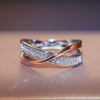Huitan Fresh Two Tone X Shape Cross Ring for Women Wedding Trendy Jewelry Dazzling CZ Stone Large Modern Rings Anillos