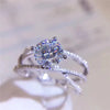 Huitan Newly Fancy Cross Rings for Women Delicate Bridal Wedding Ring with Shiny Crystal Cubic Zirconia Lady's Statement Jewelry