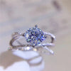 Huitan Newly Fancy Cross Rings for Women Delicate Bridal Wedding Ring with Shiny Crystal Cubic Zirconia Lady's Statement Jewelry