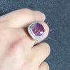 Huitan Personality Big Pink Cubic Zirconia Wedding Rings for Women Romantic Bridal Marriage Ceremony Party Rings  Jewelry