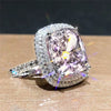 Huitan Personality Big Pink Cubic Zirconia Wedding Rings for Women Romantic Bridal Marriage Ceremony Party Rings  Jewelry