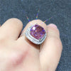Huitan Personality Big Pink Cubic Zirconia Wedding Rings for Women Romantic Bridal Marriage Ceremony Party Rings  Jewelry