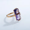 Huitan Purple Stone Rings Women Vintage Party Elegant Lady's Ring Birthday Anniversary Gift Exaggerated Female  Jewelry
