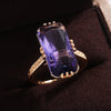 Huitan Purple Stone Rings Women Vintage Party Elegant Lady's Ring Birthday Anniversary Gift Exaggerated Female  Jewelry