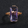 Huitan Purple Stone Rings Women Vintage Party Elegant Lady's Ring Birthday Anniversary Gift Exaggerated Female  Jewelry