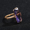 Huitan Purple Stone Rings Women Vintage Party Elegant Lady's Ring Birthday Anniversary Gift Exaggerated Female  Jewelry