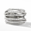 Huitan Silver Color Multiple Row Rings Shiny CZ Metallic OL Style Office Lady Versatile Finger Rings for Women  Jewelry