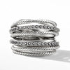 Huitan Silver Color Multiple Row Rings Shiny CZ Metallic OL Style Office Lady Versatile Finger Rings for Women  Jewelry